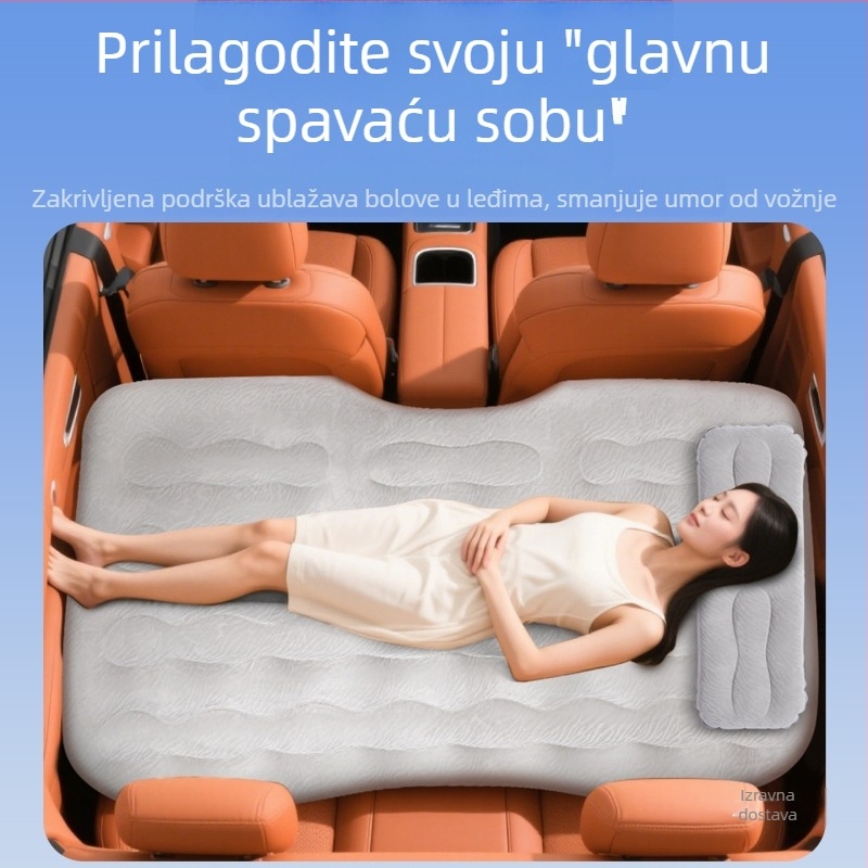Auto stražnji madrac za spavanje s ugrađenom električnom pumpom, PVC s flokiranom tkaninom, SUV, dvostruka upotreba, otporan na habanje putni madrac