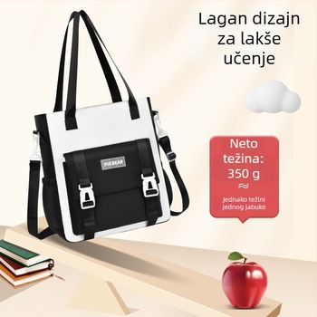Unisex školska torba s crossbody dizajnom, ultra lagana PU, prozračna i vodootporna, za osnovnu i srednju školu