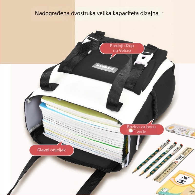 Unisex školska torba s crossbody dizajnom, ultra lagana PU, prozračna i vodootporna, za osnovnu i srednju školu