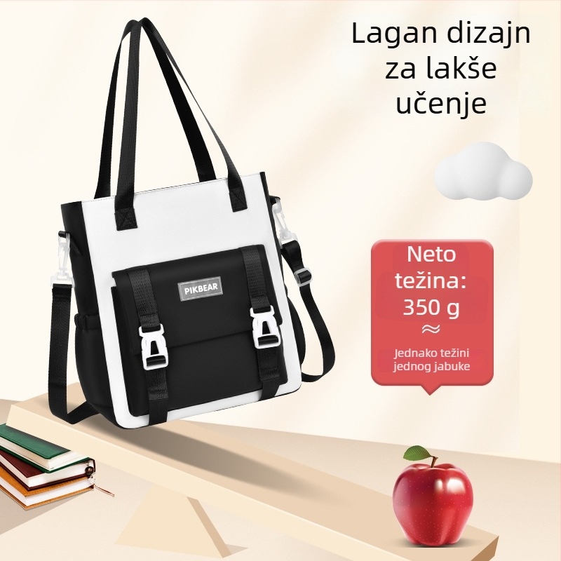 Unisex školska torba s crossbody dizajnom, ultra lagana PU, prozračna i vodootporna, za osnovnu i srednju školu