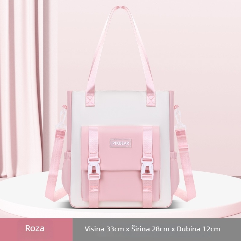 Unisex školska torba s crossbody dizajnom, ultra lagana PU, prozračna i vodootporna, za osnovnu i srednju školu