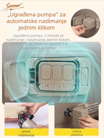 Naduvavanje kreveta za kampiranje s podignutom plišanom površinom, automatsko naduvavanje, 7,5 kg, nosivost 450 kg
