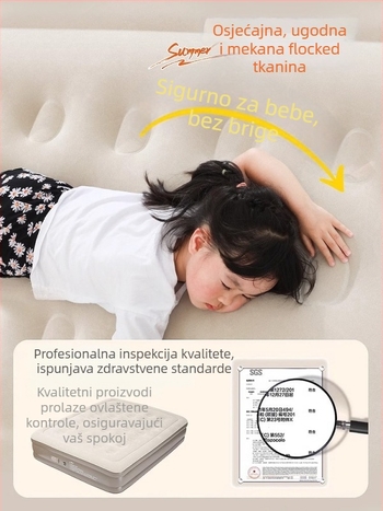 Naduvavanje kreveta za kampiranje s podignutom plišanom površinom, automatsko naduvavanje, 7,5 kg, nosivost 450 kg
