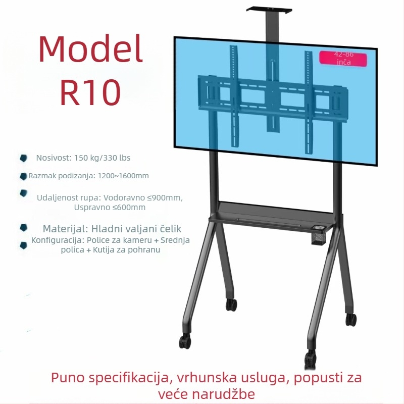 Jihui R-series mobilni stalak za televizor (R10/R12) s metalnim nosačem, nosivost 15 kg i više, potpuno automatsko podešavanje