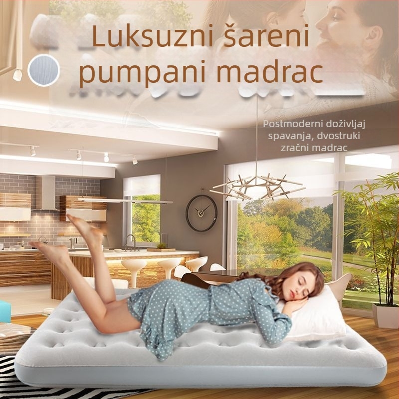 Naduvljivo ležaljka za kampiranje na otvorenom, samonapunjavajuća, dvostrukog sloja, sklopiva s vanjskom pumpom