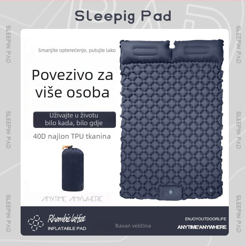 Vanjska dvostruka ultra lagana naddušna spavaća podloga za kampiranje, ALD, 40D najlon TPU, 1,1 kg, napuhivanje stopom