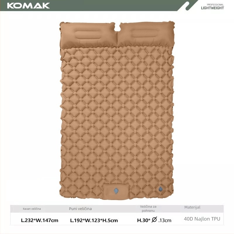 Vanjska dvostruka ultra lagana naddušna spavaća podloga za kampiranje, ALD, 40D najlon TPU, 1,1 kg, napuhivanje stopom