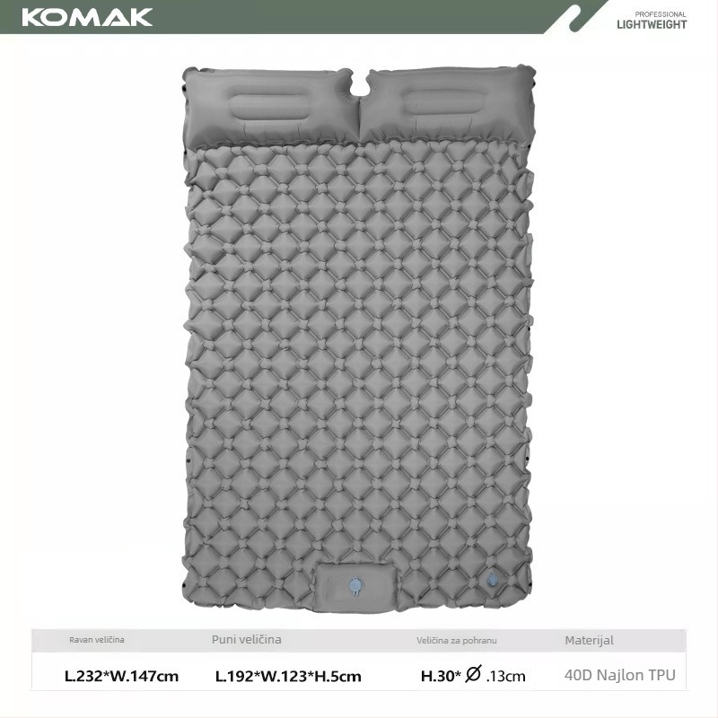 Vanjska dvostruka ultra lagana naddušna spavaća podloga za kampiranje, ALD, 40D najlon TPU, 1,1 kg, napuhivanje stopom
