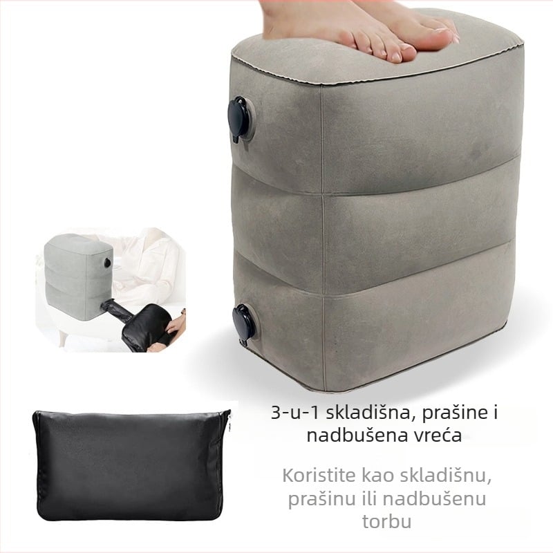 Naduvljiva potpora za noge za putovanja, PVC flocking, model s velikim promjerom dvostruki ventil, debljina 0,4 mm, težina 0,4 kg