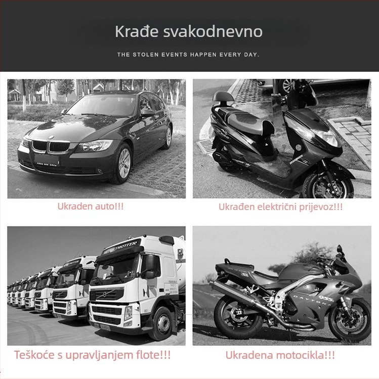 4G kabelski GPS pozicioner, model J26A, GPS točnost 5-10 m, načini alarma: isključivanje napajanja, SOS, kretanje, geofence, ugrađena GPS + GSM antena