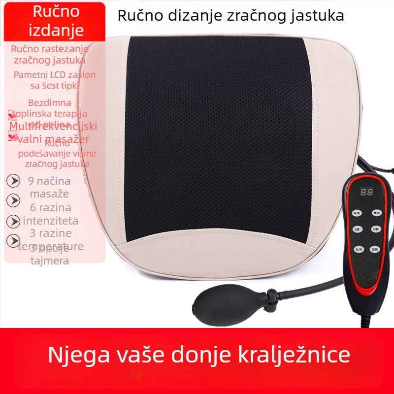 Masažer za leđa i vratni dio s lumbalnim jastučićem, 2 glave za masažu, 3 načina, tajmer, napajanje iz mreže, Aiyoukang