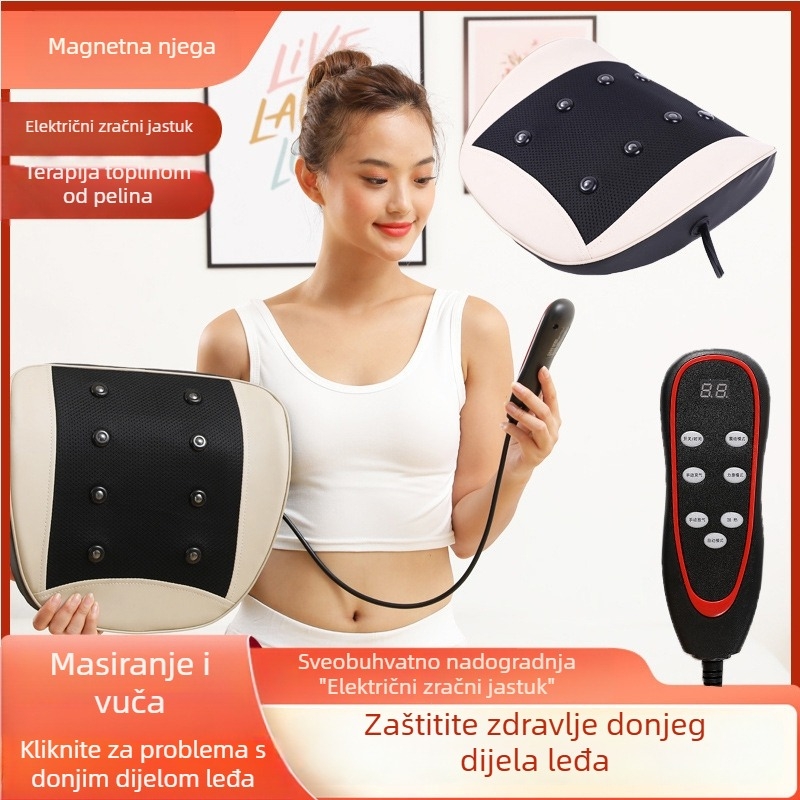 Masažer za leđa i vratni dio s lumbalnim jastučićem, 2 glave za masažu, 3 načina, tajmer, napajanje iz mreže, Aiyoukang