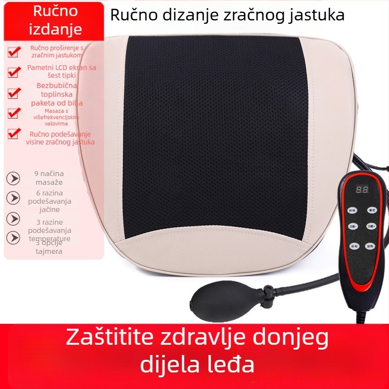 Masažer za leđa i vratni dio s lumbalnim jastučićem, 2 glave za masažu, 3 načina, tajmer, napajanje iz mreže, Aiyoukang