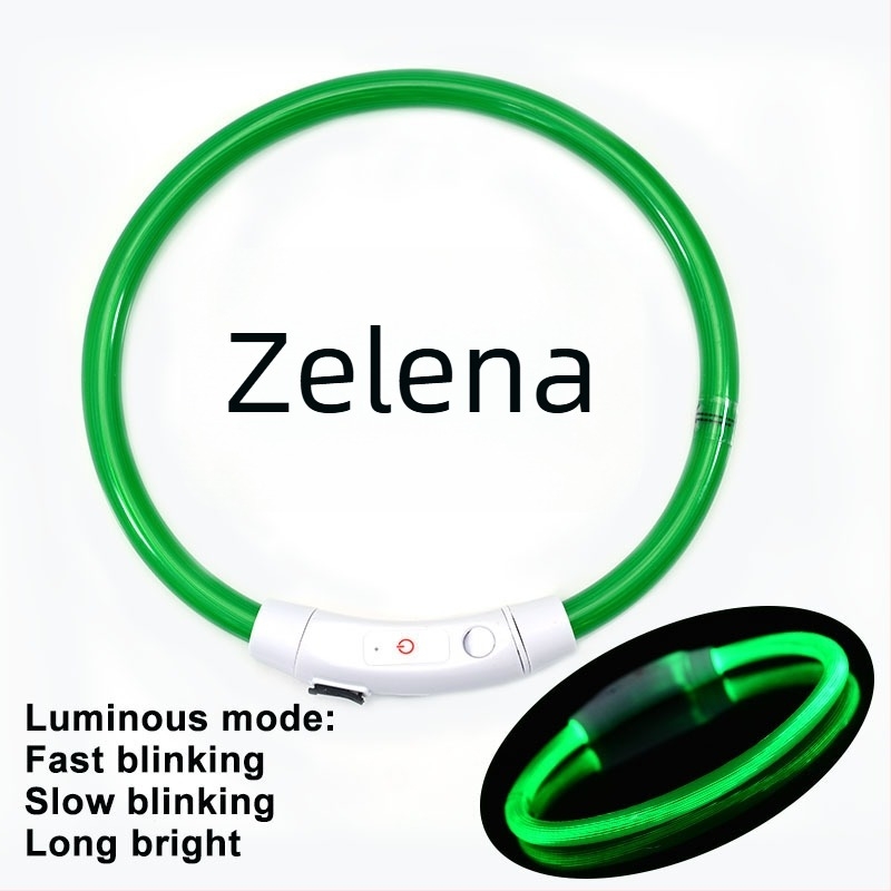 LED ogrlica za pse s PVC optičkim vlaknom, USB punjenje