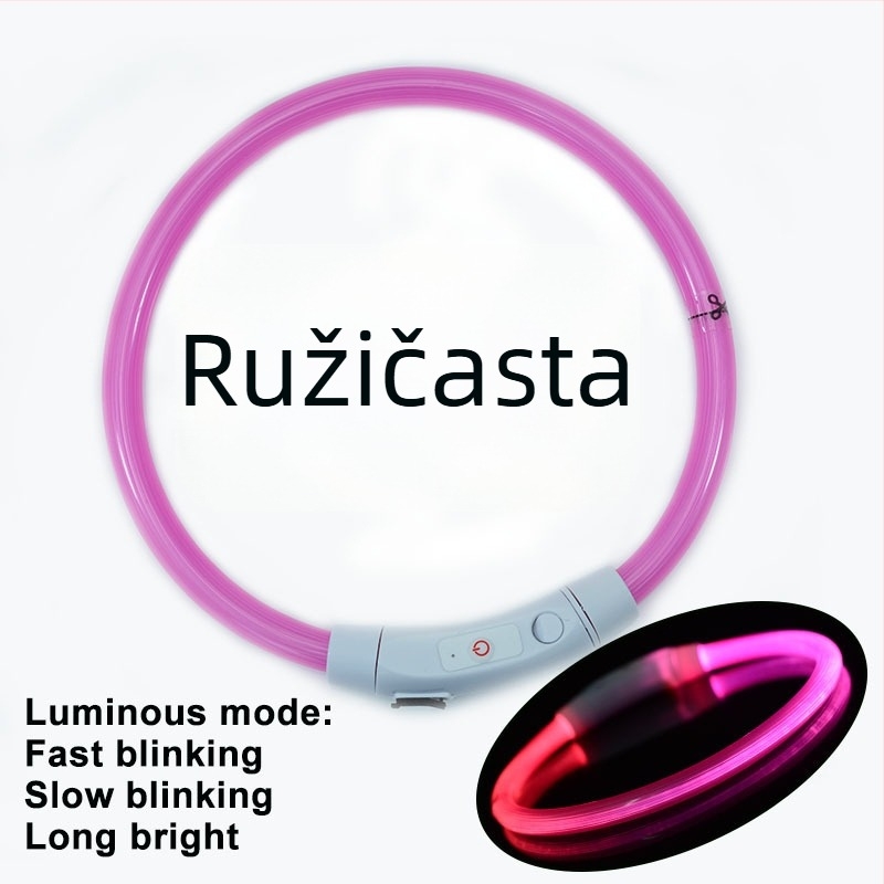 LED ogrlica za pse s PVC optičkim vlaknom, USB punjenje