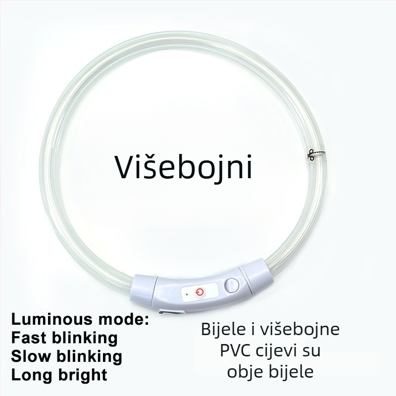 LED ogrlica za pse s PVC optičkim vlaknom, USB punjenje