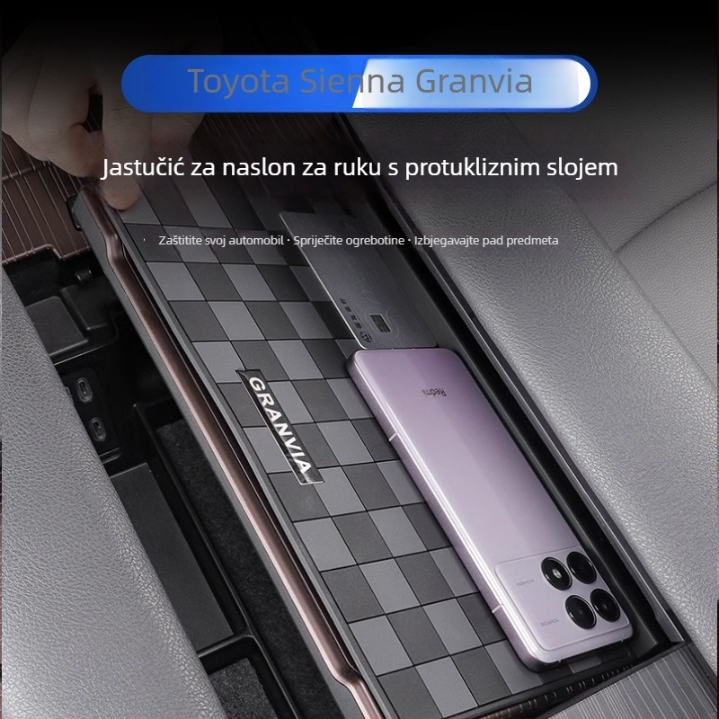 Protuklizna podloška za poklop kutije za središnju konzolu Toyota Sienna — PVC materijal, ispis logotipa, marka The more prosperous
