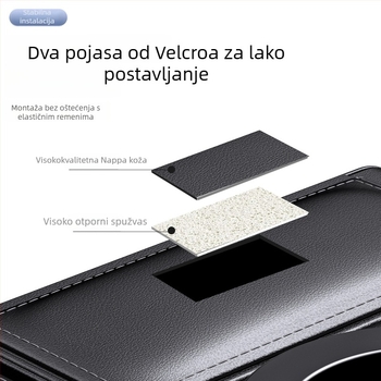 Kožni pretinac za naslon za ruku automobila s povećavajućom kutijom za pohranu, držačem maramica i držačem čaša — univerzalno, prilagodljivo, višenamjenski organizator