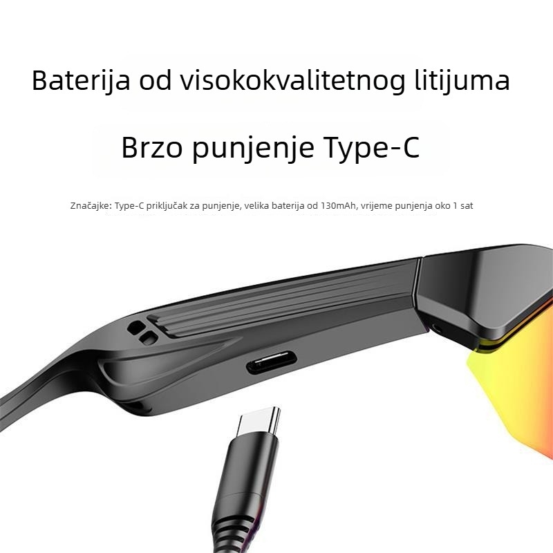 YJ006 Pametne naočale za vožnju i pozive, unisex outdoor sunčane naočale s glazbom i navigacijom, UV zaštita, PC okvir, baterija 130mAh, zaslon 72x59, težina 44g