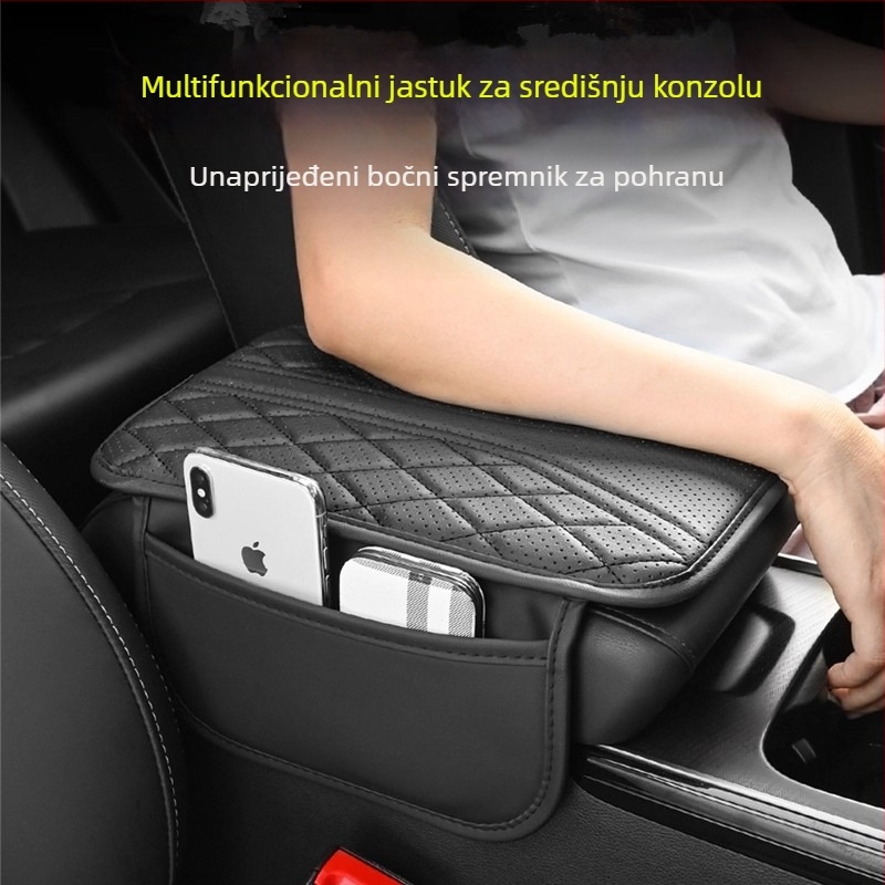 Kryt srednjeg naslona za ruke automobila od prozračne kože, univerzalni model, s višenamjenskom vrećom za pohranu, marka Unicharm, mogućnost prilagodbe