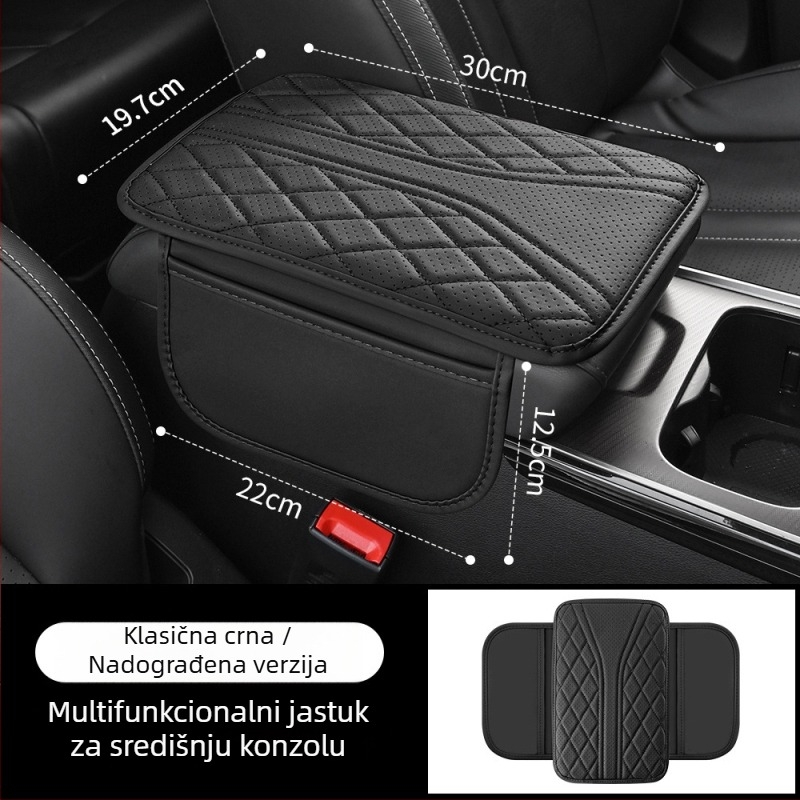 Kryt srednjeg naslona za ruke automobila od prozračne kože, univerzalni model, s višenamjenskom vrećom za pohranu, marka Unicharm, mogućnost prilagodbe