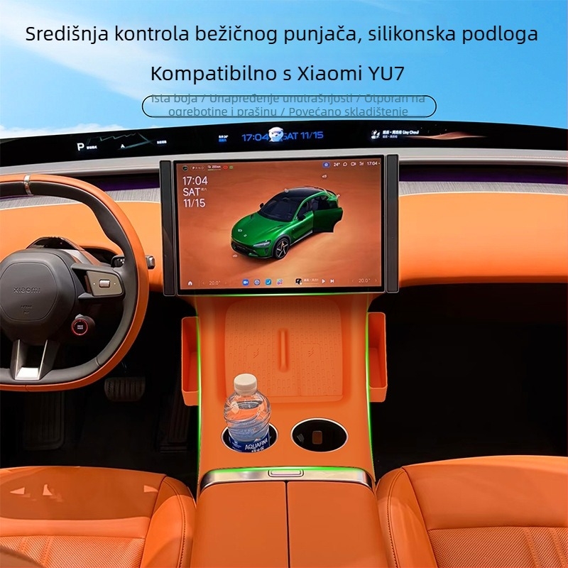 Centralna bežična punjač podloga za čaše s integriranom silikonskom zaštitom i dvostrukom skladišnom pločom (materijal: silikon; kompatibilno: Xiaomi Yu7; brend: Nothing)