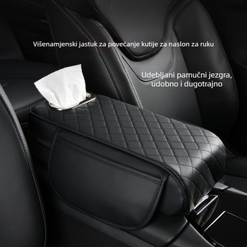 Auto naslonac s pojačanom jastučićem, torbom za pohranu i kutijom za maramice – 3-in-1; PVC; univerzalni model; prilagodljivo