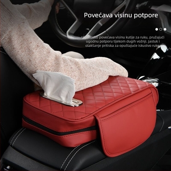 Auto naslonac s pojačanom jastučićem, torbom za pohranu i kutijom za maramice – 3-in-1; PVC; univerzalni model; prilagodljivo