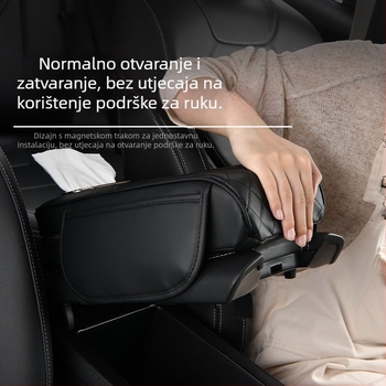 Auto naslonac s pojačanom jastučićem, torbom za pohranu i kutijom za maramice – 3-in-1; PVC; univerzalni model; prilagodljivo