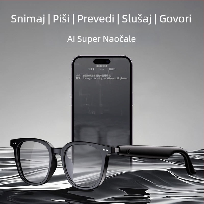 Hyundai SG-9Pro AI prijevodne naočale Bluetooth — simultani prijevod, AI prijevod, Bluetooth glazba, snimanje konferencija, domet preko 10 m