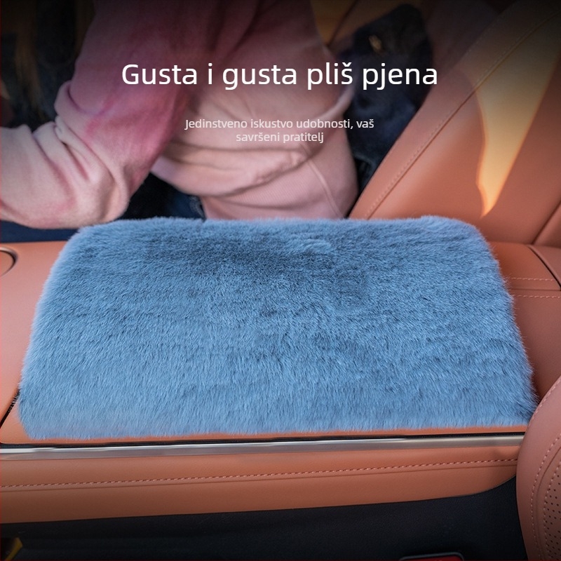 Podložak za naslon za ruku automobila od umjetne zeke dlake, Ming che zhi bao, univerzalna kompatibilnost, bez prilagodbe