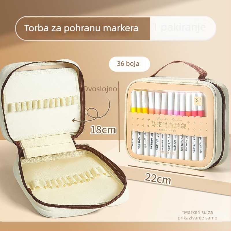 Torba za pohranu markera Real knowledge s uklonjivim unutarnjim stranicama, PU koža, modni stil
