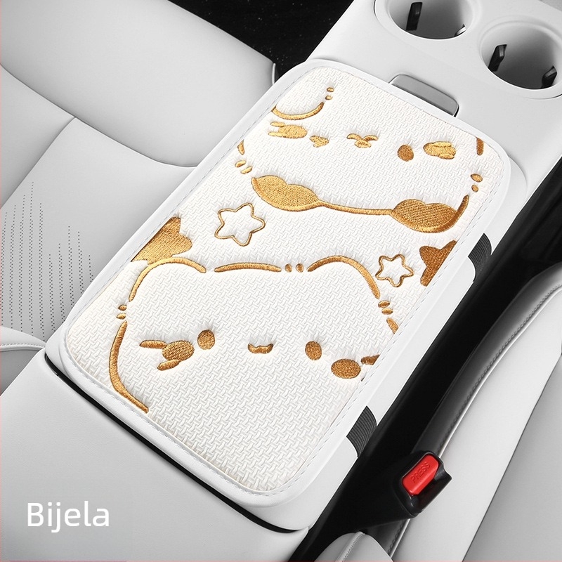 Jastučnica za naslon ruke automobila s mačjom izšivkom, univerzalna za sve sezone, središnji naslon, prilagodljiva Jun Zichen
