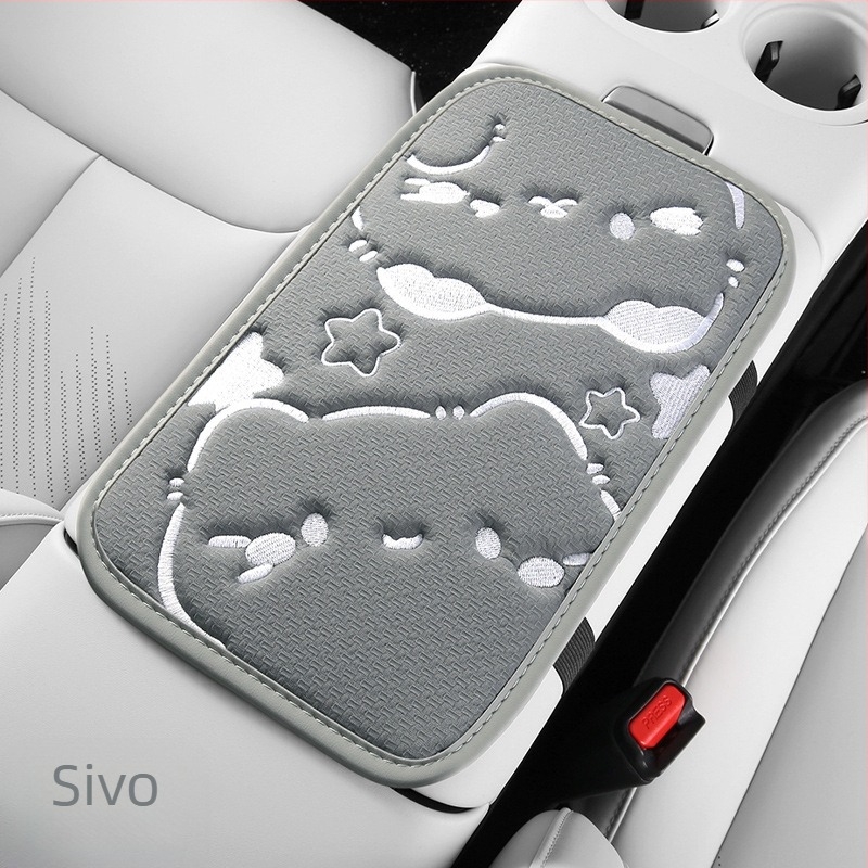 Jastučnica za naslon ruke automobila s mačjom izšivkom, univerzalna za sve sezone, središnji naslon, prilagodljiva Jun Zichen