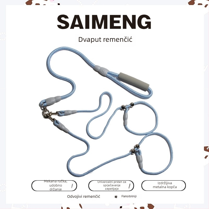 Povodac za pse za profesionalno treniranje, odvojivi, protiv zapetljavanja, najlon, Sai Meng