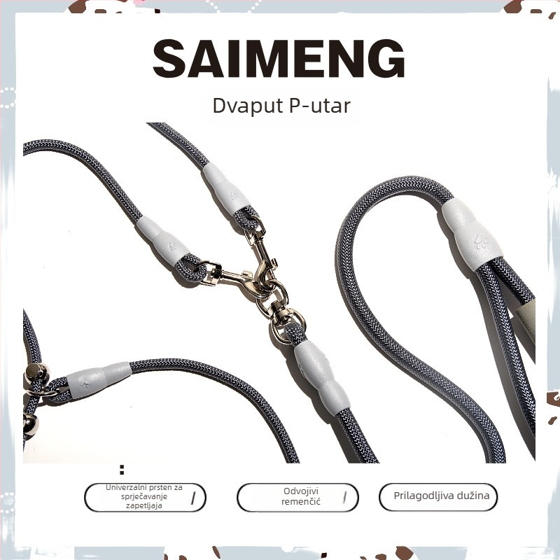 Povodac za pse za profesionalno treniranje, odvojivi, protiv zapetljavanja, najlon, Sai Meng