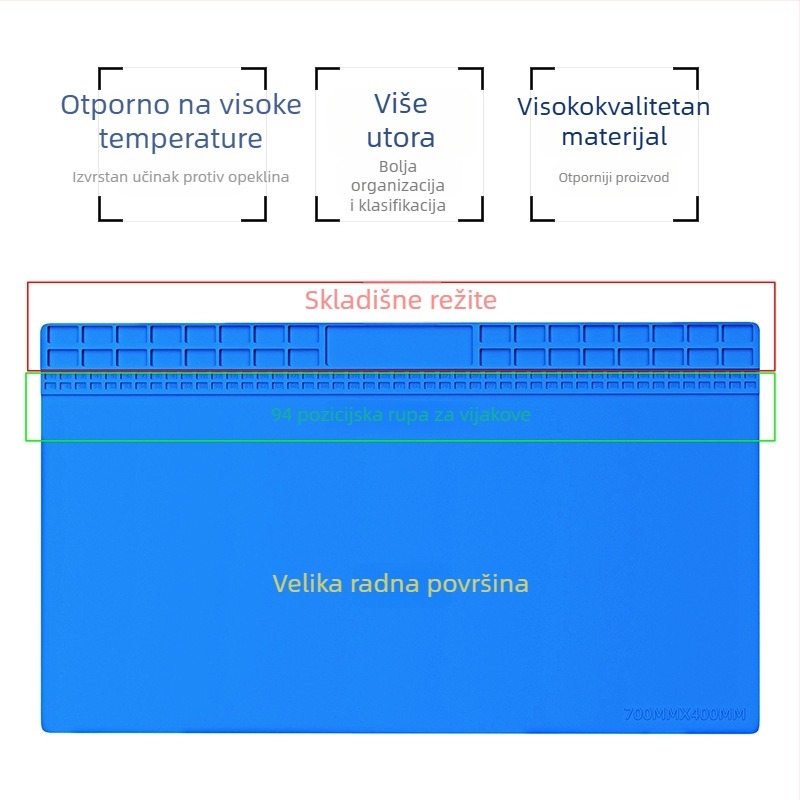 Silikonska radna podloga za popravak mobilnih telefona i digitalnih dodataka, otporna na visoke temperature, protuklizna, antikorozijska, antistatička