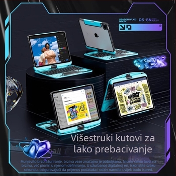 Ifacemall laserski gravirana Magic Keyboard za iPad Bluetooth Air 7 tablet, 10.11 generacije, sedmobojno pozadinsko osvjetljenje