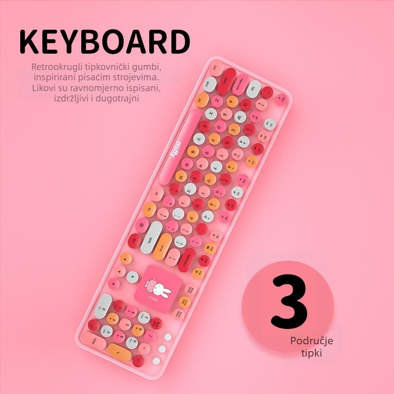 Mipow bežični set tipkovnice i miša s tri zone – Bluetooth, USB kompatibilnost, ergonomski dizajn