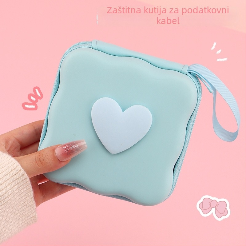 Kockasta PU torbica za putna skladištenja — višestruka namjena, zatvarač; pogodna za kablove, punjače, slušalice i USB stickove; za putovanja, pohranu kozmetike i stolnu pohranu.