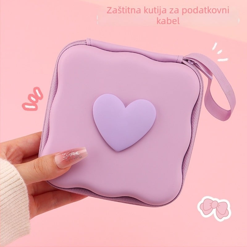 Kockasta PU torbica za putna skladištenja — višestruka namjena, zatvarač; pogodna za kablove, punjače, slušalice i USB stickove; za putovanja, pohranu kozmetike i stolnu pohranu.