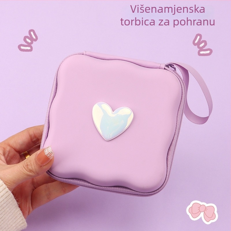 Kockasta PU torbica za putna skladištenja — višestruka namjena, zatvarač; pogodna za kablove, punjače, slušalice i USB stickove; za putovanja, pohranu kozmetike i stolnu pohranu.