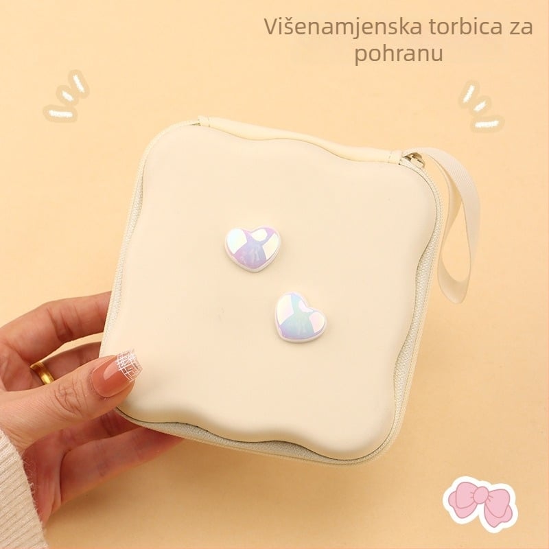 Kockasta PU torbica za putna skladištenja — višestruka namjena, zatvarač; pogodna za kablove, punjače, slušalice i USB stickove; za putovanja, pohranu kozmetike i stolnu pohranu.