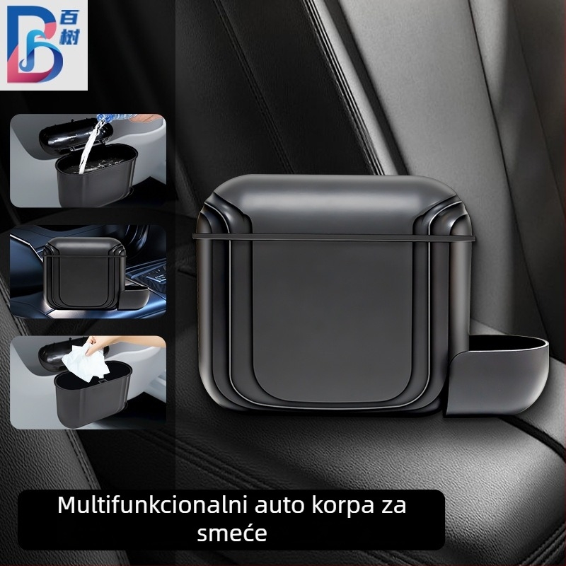 Automobilski koš za otpad, 2L, plastični visi organizator za bočne vrata ili stražnju stranu naslona sjedala, vodootporan, moguć tisak logotipa