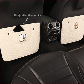 Zaštitnik stražnjeg dijela automobila s karikaturnim uzorkom, PU materijal, punjenje od spužve, univerzalna prilagodba, viseći džep za pohranu