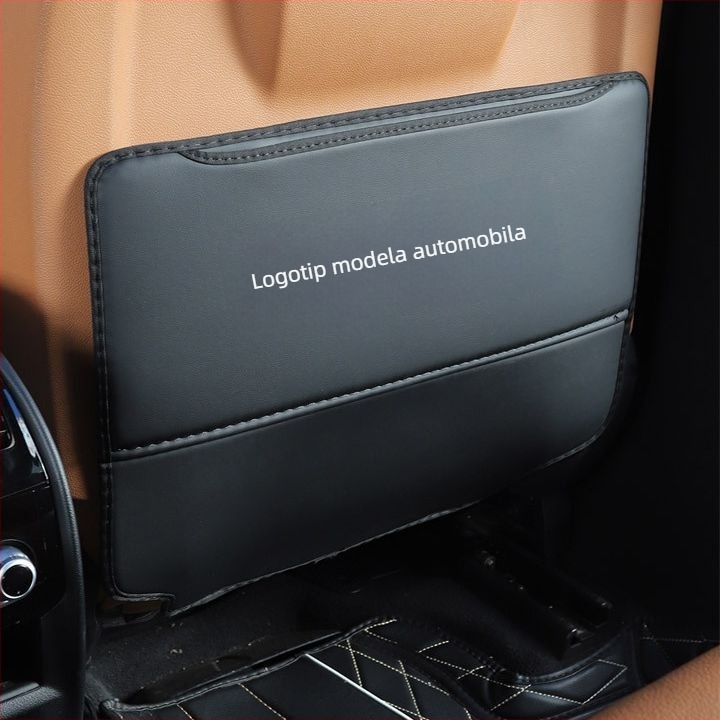 Mingshang Kožni zaštitnik stražnje naslone sjedala, zaštita od ogrebotina i udaraca, univerzalno za sve sezone, uzorak s logom automobila, punjenje spužvom