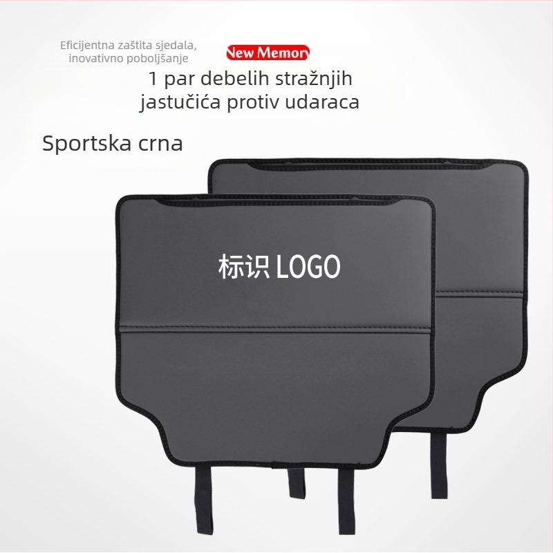 Mingshang Kožni zaštitnik stražnje naslone sjedala, zaštita od ogrebotina i udaraca, univerzalno za sve sezone, uzorak s logom automobila, punjenje spužvom