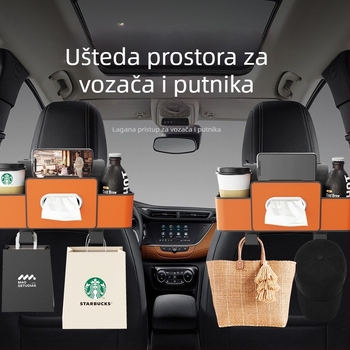 Držač maramica za stražnje sjedalo automobila — kožni, viseći okvir za pohranu i držač za čaše — univerzalna kompatibilnost, prilagodljivo, mogućnost ispisa loga
