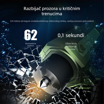 Automobilski višenamjenski čekić za razbijanje stakla, mini prijenosni sigurnosni čekić s reznim nožem za hitni izlaz