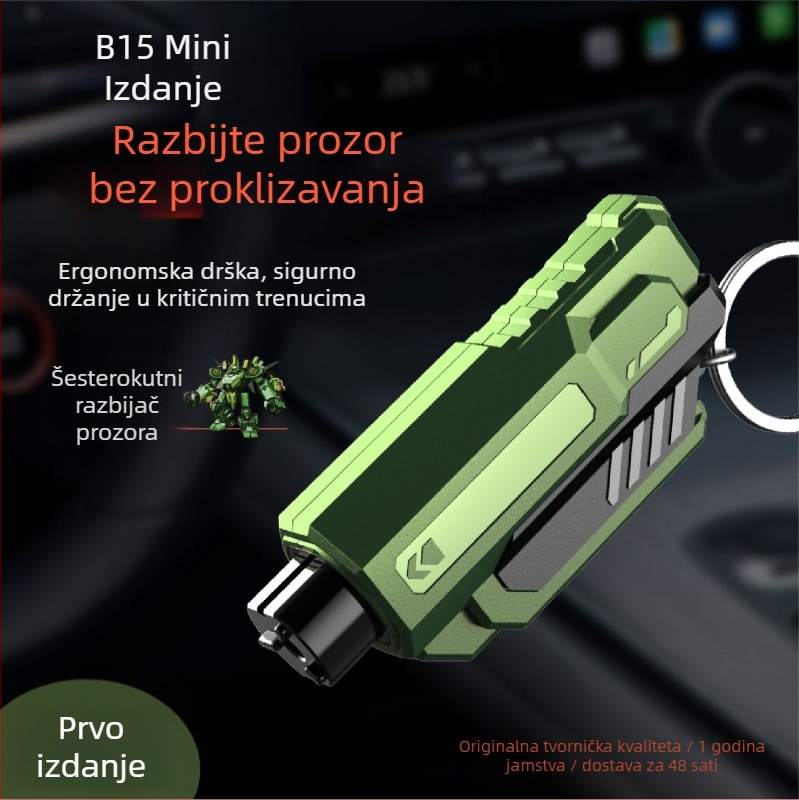 Automobilski višenamjenski čekić za razbijanje stakla, mini prijenosni sigurnosni čekić s reznim nožem za hitni izlaz